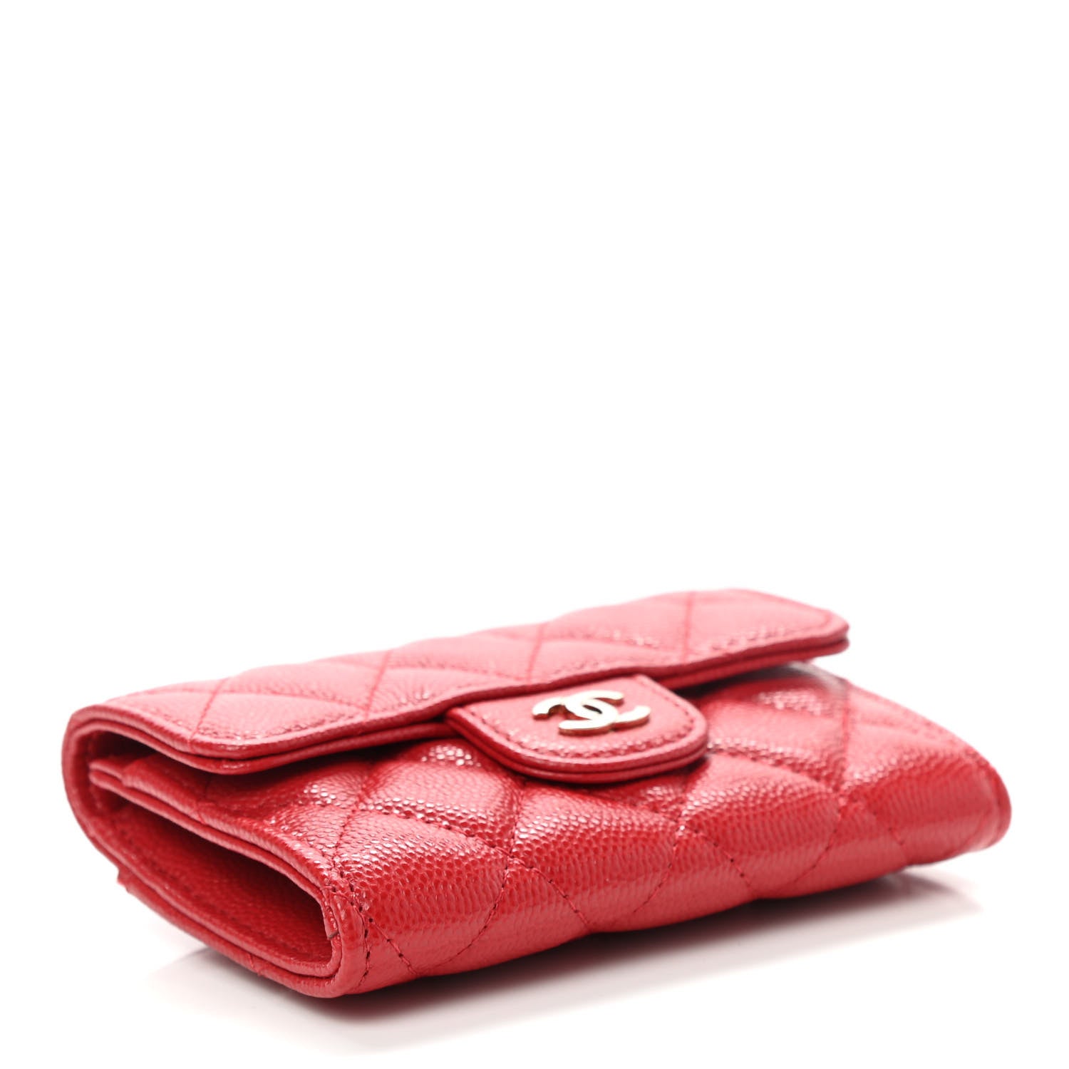 Chanel Caviar Quilted Flap Card Holder Wallet Red 4 of 8