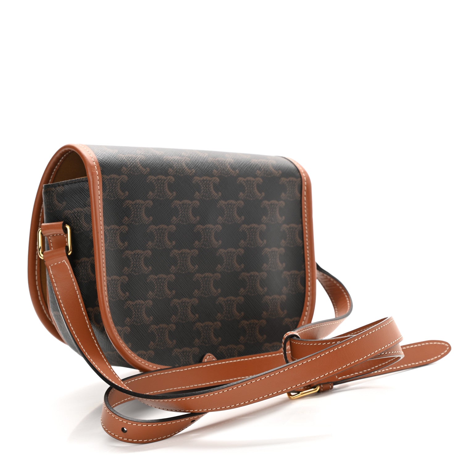 Celine Triomphe Canvas Medium Folco Bag Tan 3 of 8