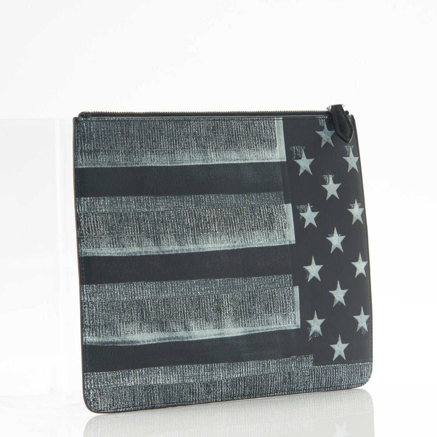 Lambskin Flag Print Zip Pouch Multicolor
