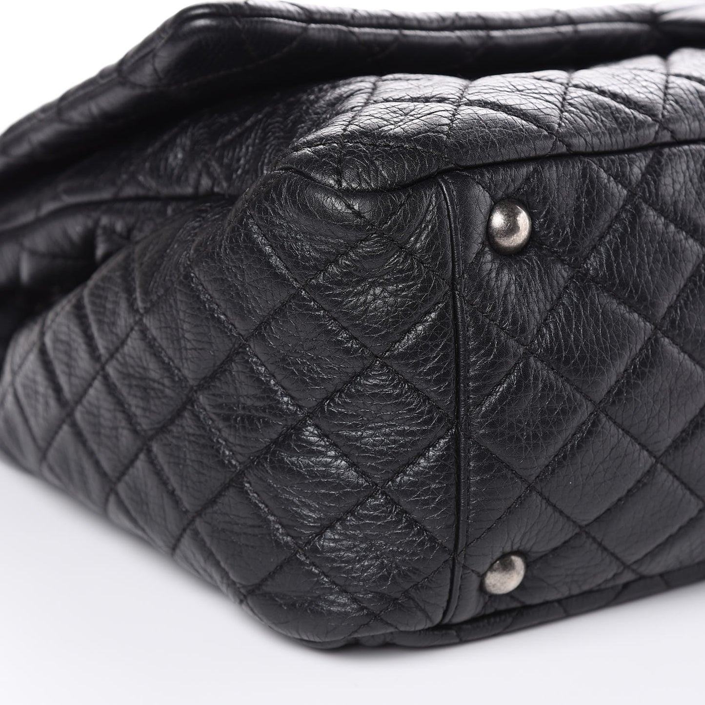 Calfskin Quilted XXL Travel Flap Bag Black