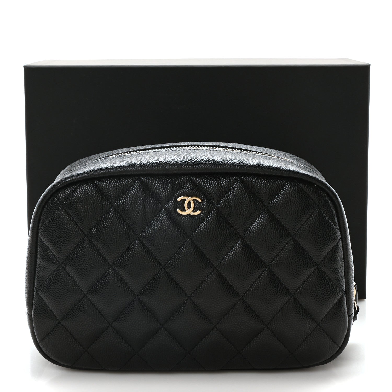 Chanel Caviar Quilted Medium Curvy Pouch Cosmetic Case Black 11 of 11