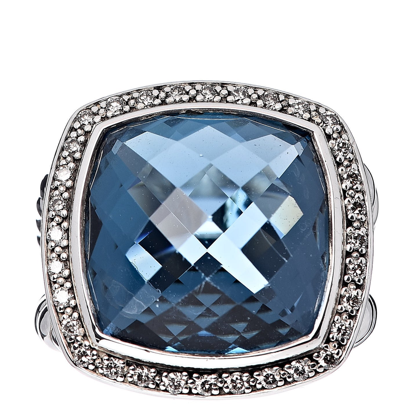 Sterling Silver Diamond Blue Topaz 17mm Albion Ring 56 7.5