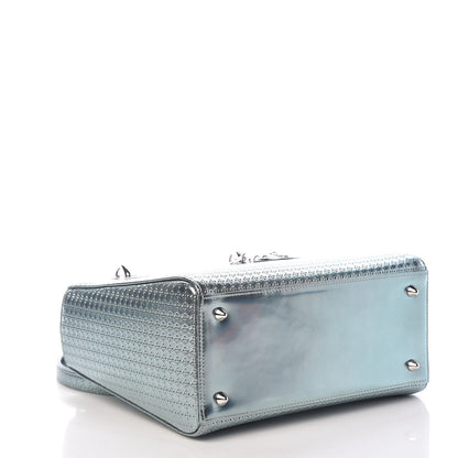 Christian Dior Metallic Patent Micro-Cannage Medium Lady Dior Light Blue 4 of 10