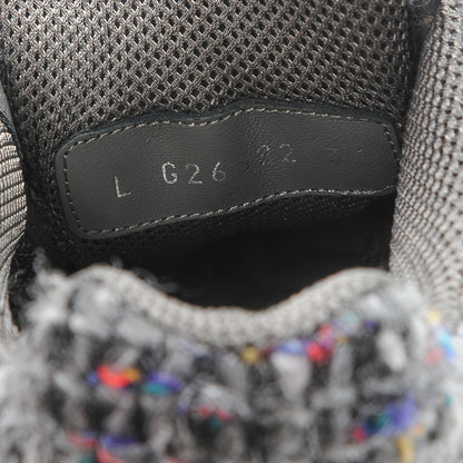 Chanel Suede Tweed Goatskin CC Sneakers 36 Grey Purple 8 of 9
