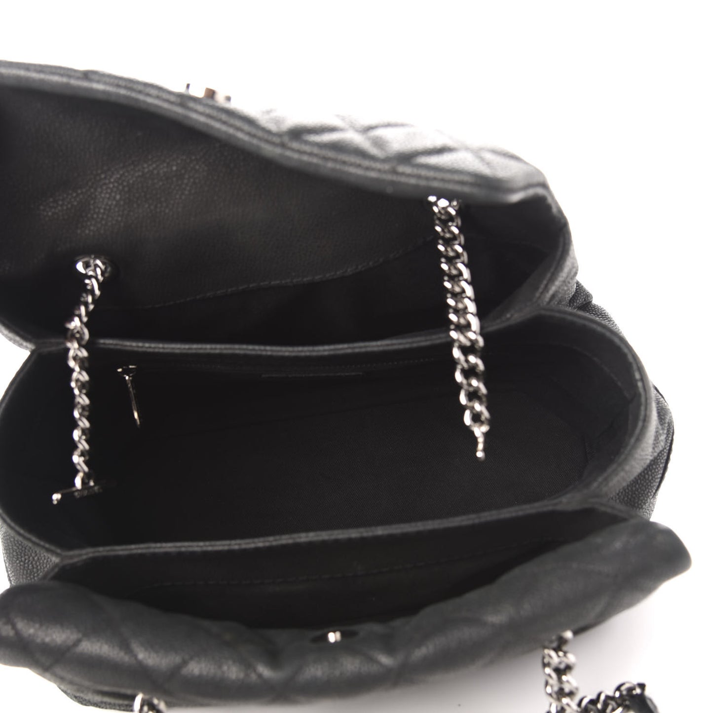 Iridescent Caviar Quilted Lady Pearly Tote Black