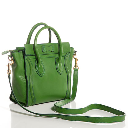 Celine Smooth Calfskin Nano Luggage Green 3 of 10