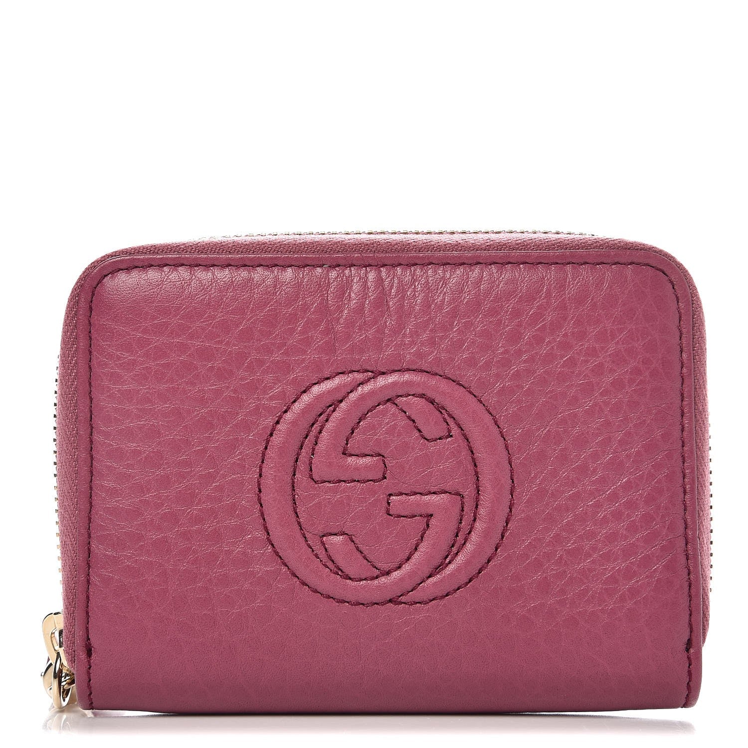 Gucci Pebbled Calfskin Soho Compact Disco Zip Around Wallet Peonia Flower 1 of 8