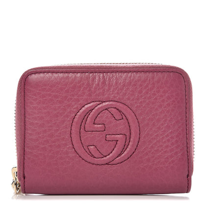 Gucci Pebbled Calfskin Soho Compact Disco Zip Around Wallet Peonia Flower 1 of 8