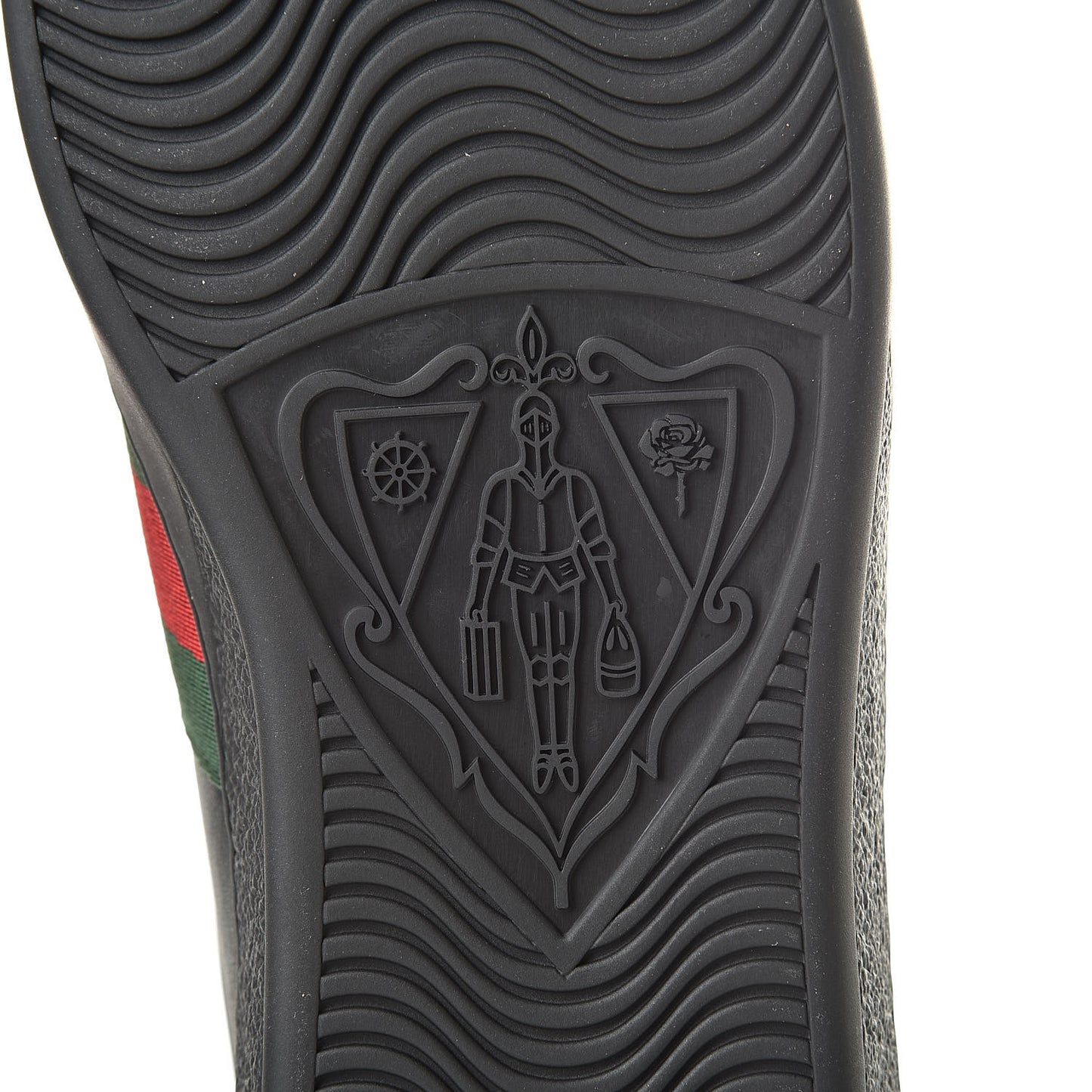 Calfskin Web GG Apple Embroidered Mens Ace Sneakers 9 Black