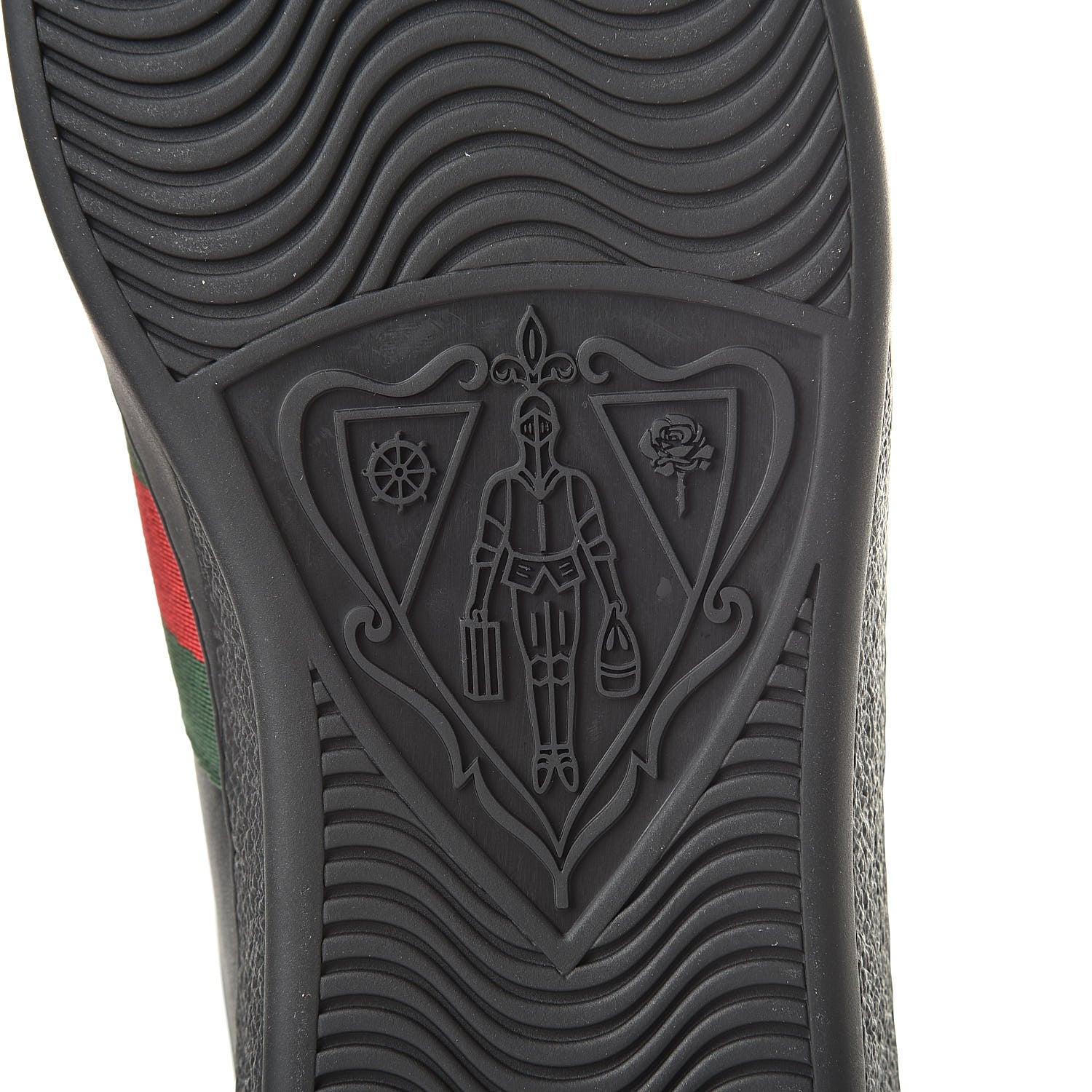 Gucci Calfskin Web GG Apple Embroidered Mens Ace Sneakers 9 Black 8 of 10