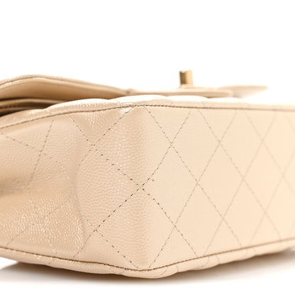 Chanel Metallic Caviar Quilted Small Double Flap Beige 17 of 21