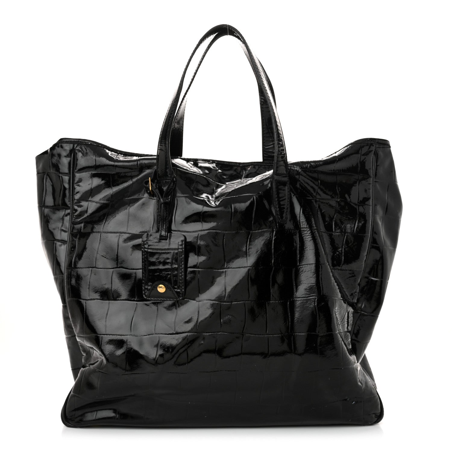 Saint Laurent Patent Crocodile Embossed Raspail Tote Black 1 of 9