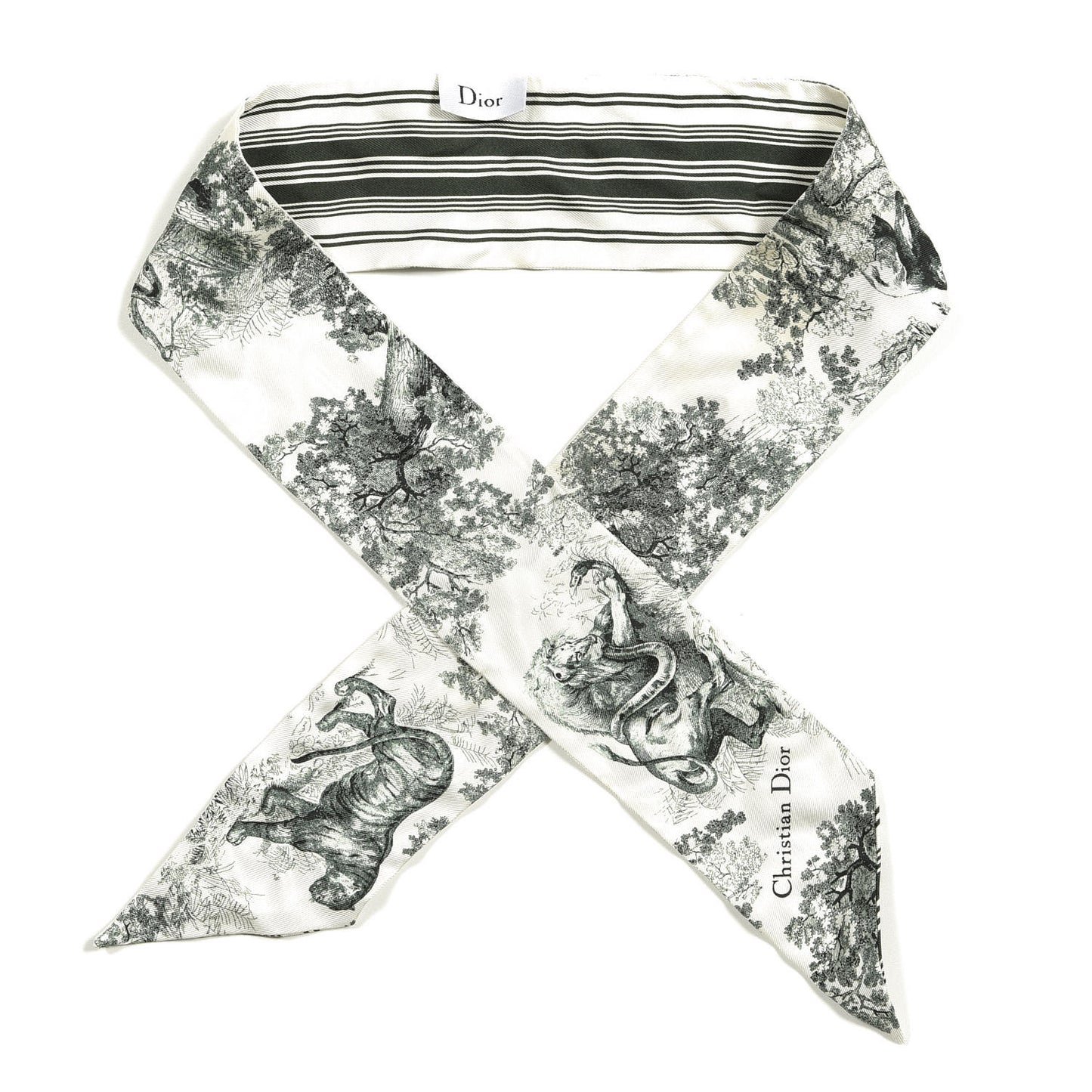 Silk Toile De Jouy Mitzah Scarf Green