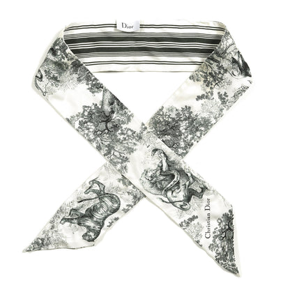 Christian Dior Silk Toile De Jouy Mitzah Scarf Green 1 of 3