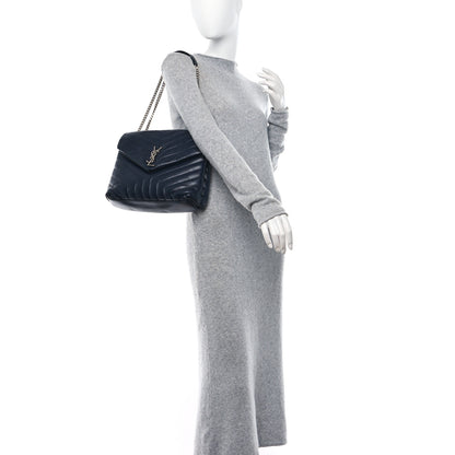 Saint Laurent Calfskin Y Quilted Monogram Medium Loulou Chain Satchel Denim Blue 2 of 10