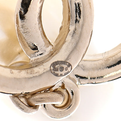 Chanel Pearl CC Heart Drop Earrings Gold 4 of 5