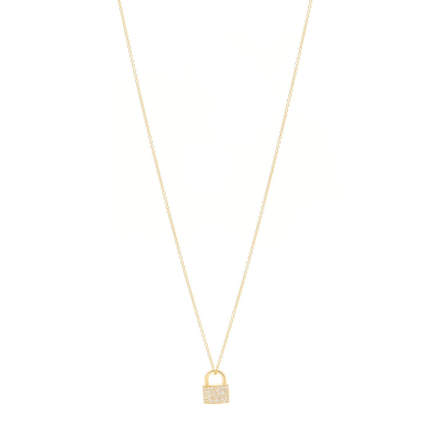 Tiffany 18K Yellow Gold Diamond Lock Pendant Necklace 1 of 6