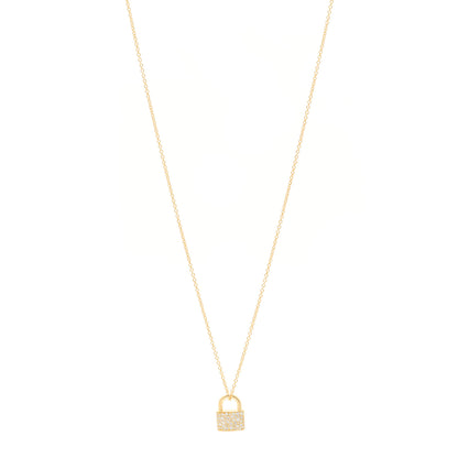 Tiffany 18K Yellow Gold Diamond Lock Pendant Necklace 1 of 6