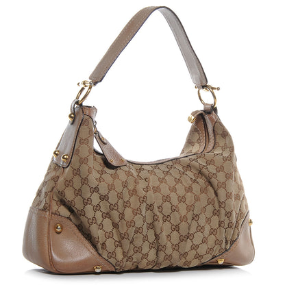 Gucci Monogram GG Medium Jockey Hobo Shoulder Bag Beige 3 of 9