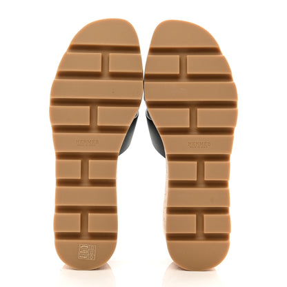 Hermes Calfskin Cork Eze 30 Sandals 38 Black 5 of 8