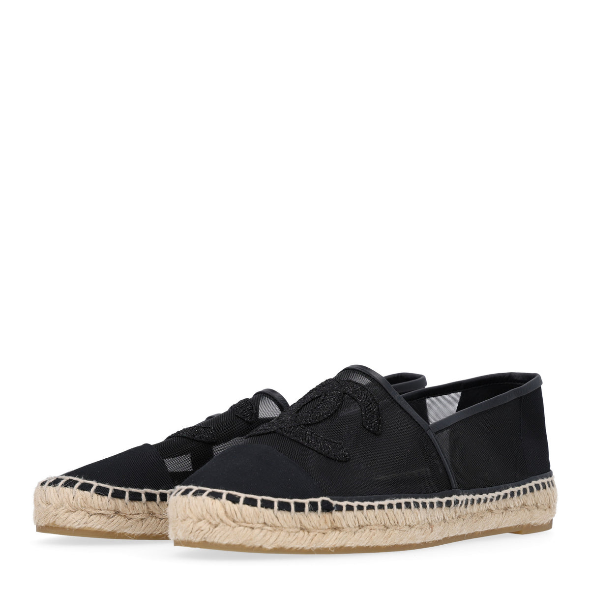 Chanel Mesh Grosgrain CC Espadrilles 40 Black 4 of 9