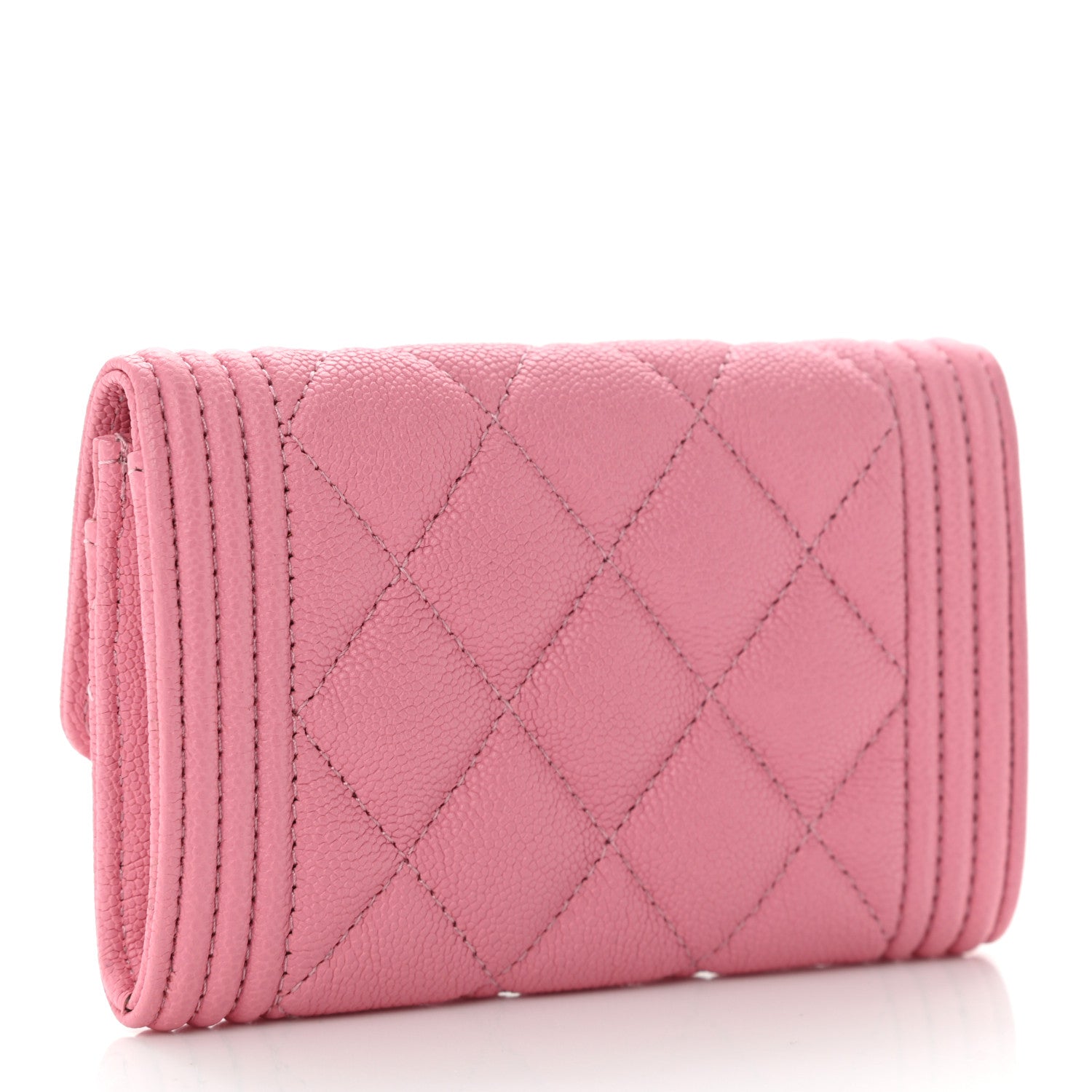 Chanel Caviar Quilted Boy Flap Card Holder Wallet Light Pink 3 of 11