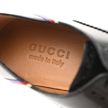 Gucci Calfskin Miro Soft Web Mens Spirit Wingtip Oxfords 6 Black 7 of 8