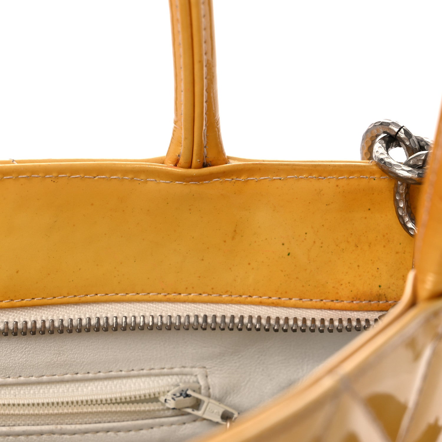 Chanel Patent Quilted Medallion Tote Yellow 14 of 32