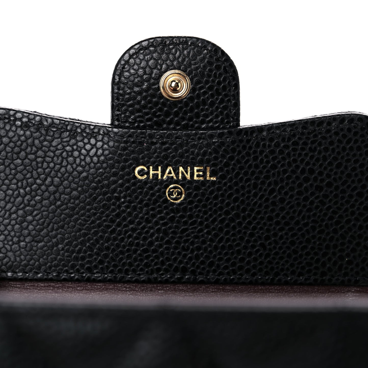 Caviar Quilted Compact Flap Wallet Black