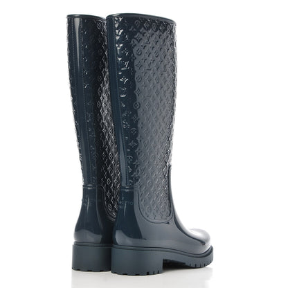 Louis Vuitton Rubber Embossed Monogram Splash Rain Boots 37 Blue 4 of 8