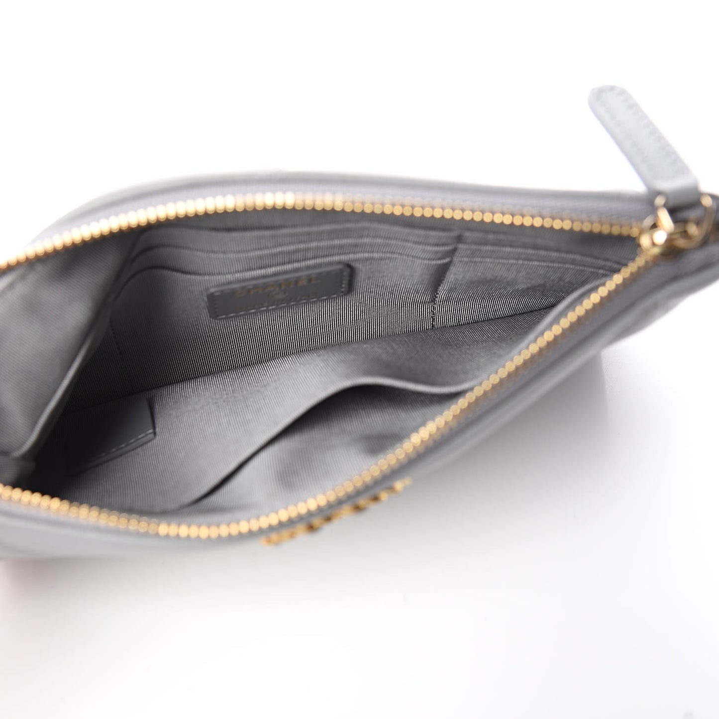 Goatskin Quilted 19 Cosmetic Case Grey