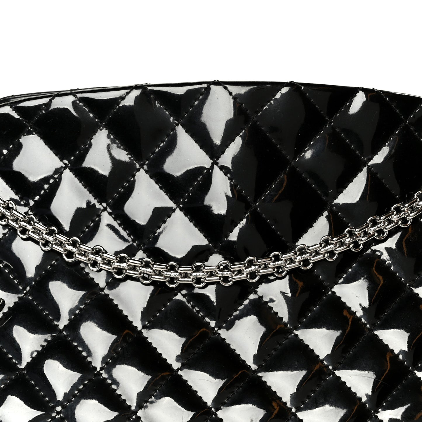 Patent Quilted Large Just Mademoiselle Bowling Bag Black