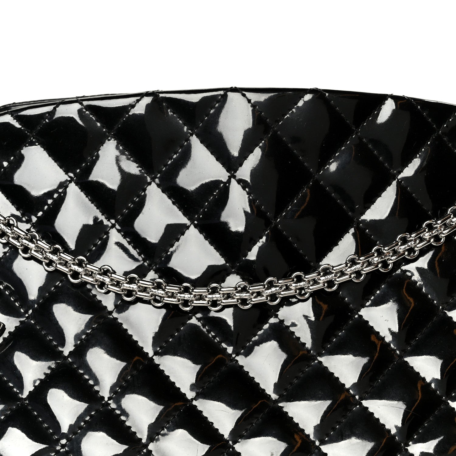 Chanel Patent Quilted Large Just Mademoiselle Bowling Bag Black 10 of 12