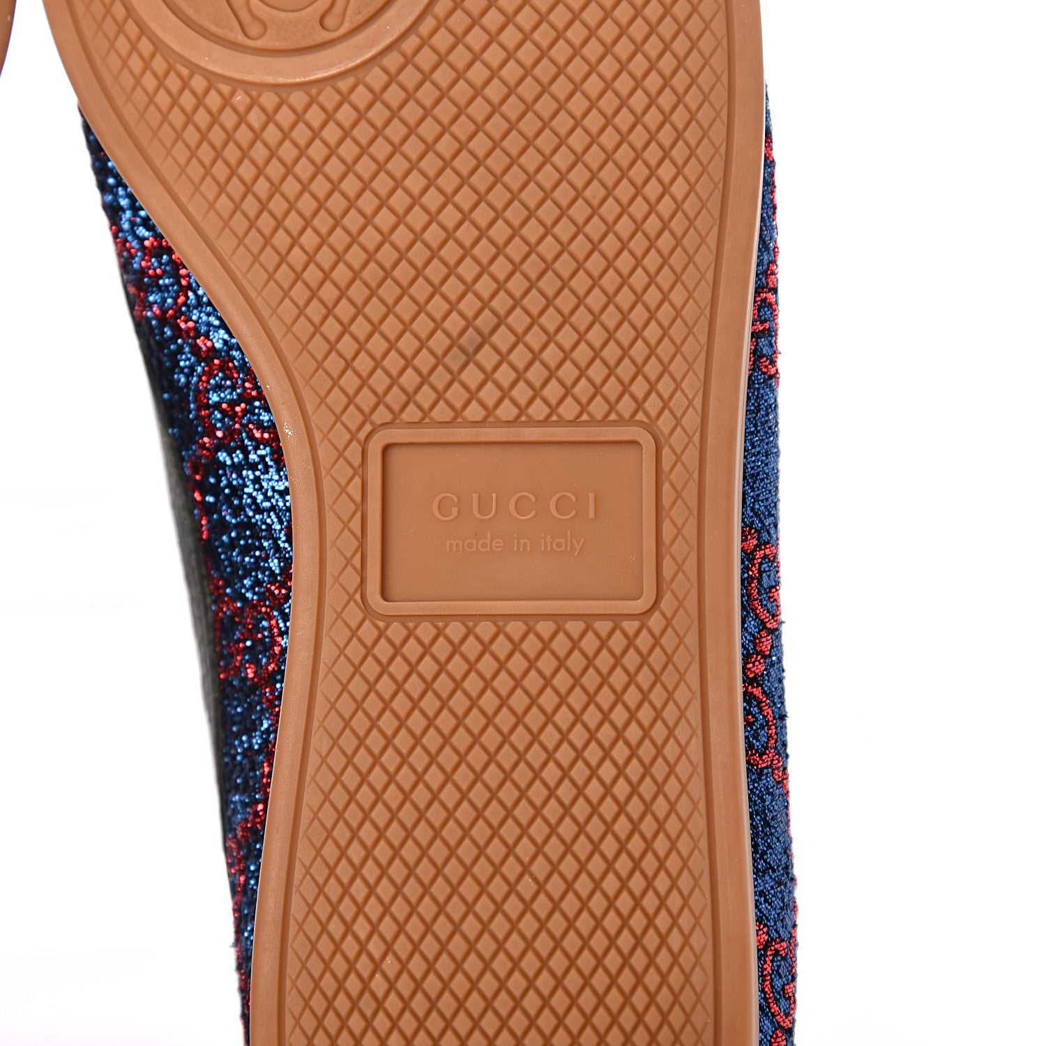 Gucci Lurex Calfskin Web GG Monogram Womens Falacer Sneakers 37.5 Iridescent Blue Iridescent Red Silver 7 of 11
