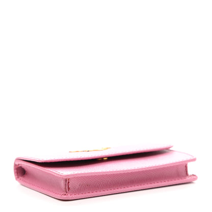 Prada Saffiano Metal Flap Wallet Begonia 4 of 8