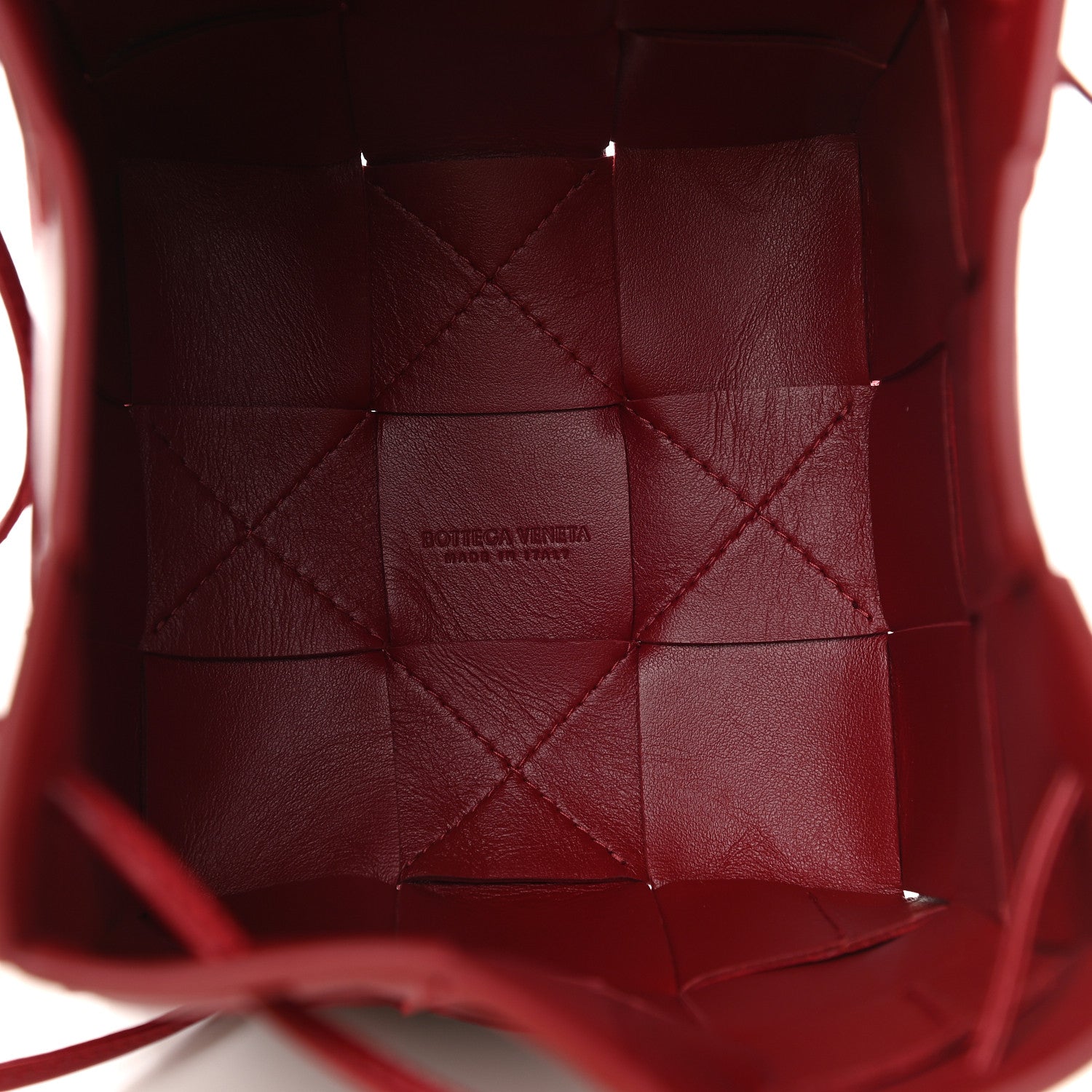 Bottega Veneta Lambskin Intreccio Small Crossbody Bucket Bag Dark Red 5 of 9