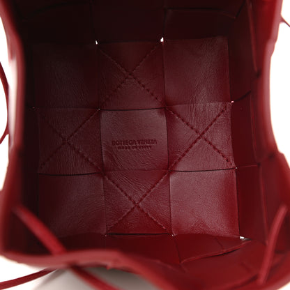 Bottega Veneta Lambskin Intreccio Small Crossbody Bucket Bag Dark Red 5 of 9
