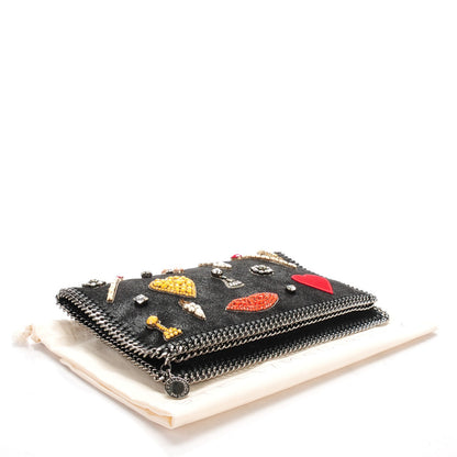 Stella McCartney Shaggy Deer Embellished Falabella Fold Over Clutch Black 4 of 11