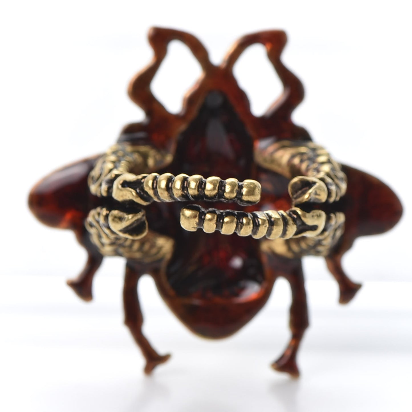 Metal Enamel Bee Ring 6.75 Aged Gold