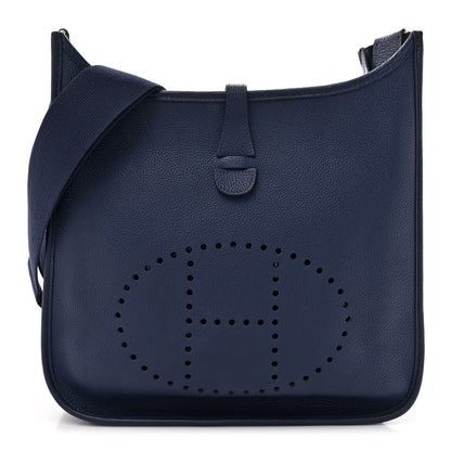 Hermes Taurillon Clemence EVELYNE III PM Bleu Encre 1 of 11