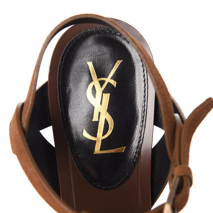 Saint Laurent Suede Tribute 105 Platform Sandals 37 Land 7 of 8
