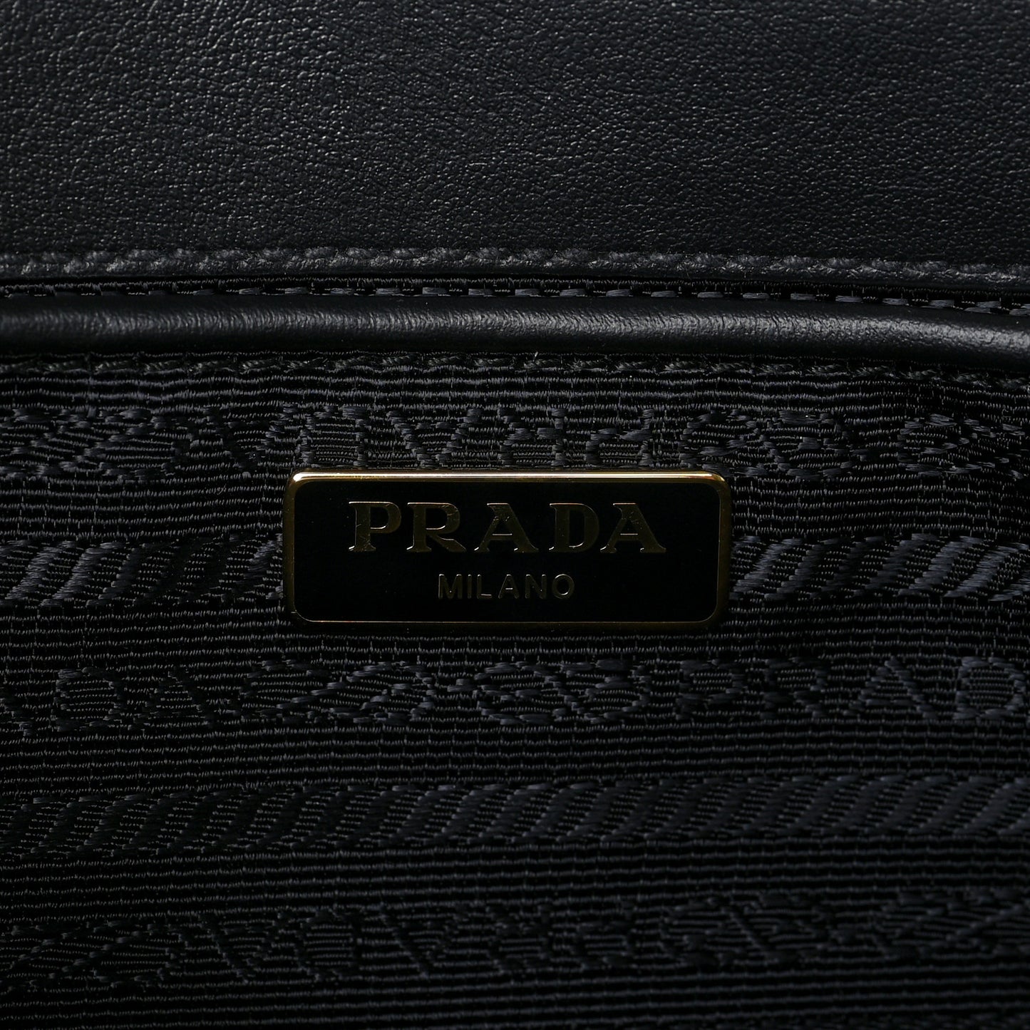 Saffiano Soft Calfskin Metal Triangle Logo Envelope Chain Shoulder Bag Black