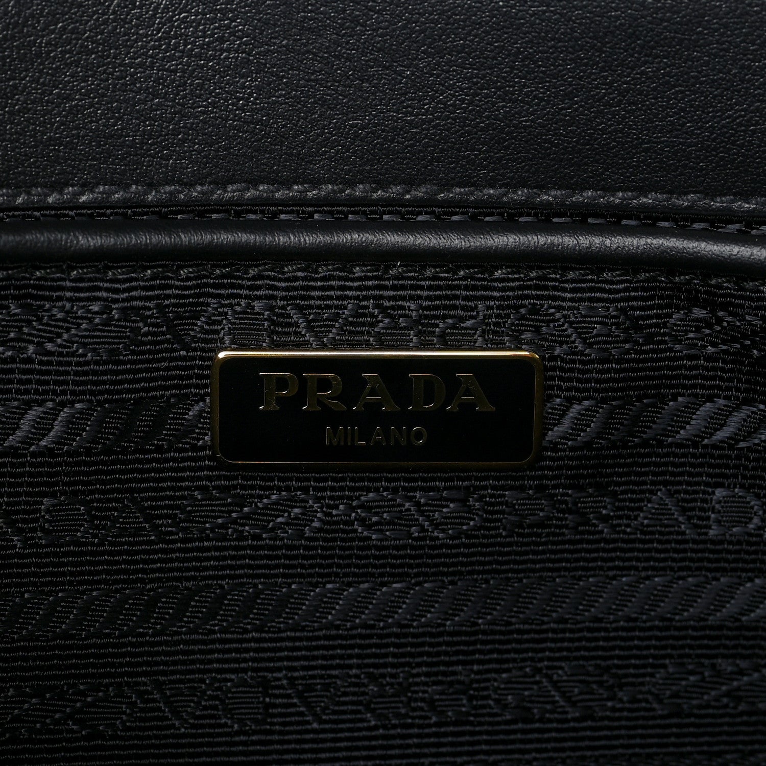 Prada Saffiano Soft Calfskin Metal Triangle Logo Envelope Chain Shoulder Bag Black 6 of 8