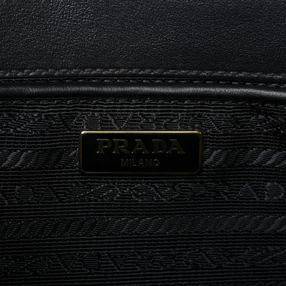 Prada Saffiano Soft Calfskin Metal Triangle Logo Envelope Chain Shoulder Bag Black 6 of 8