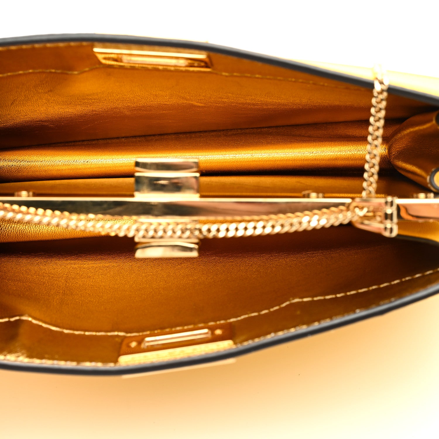 Fendi Nappa Small Peekaboo I SEE U East West Chain Satchel Limone 5 of 9