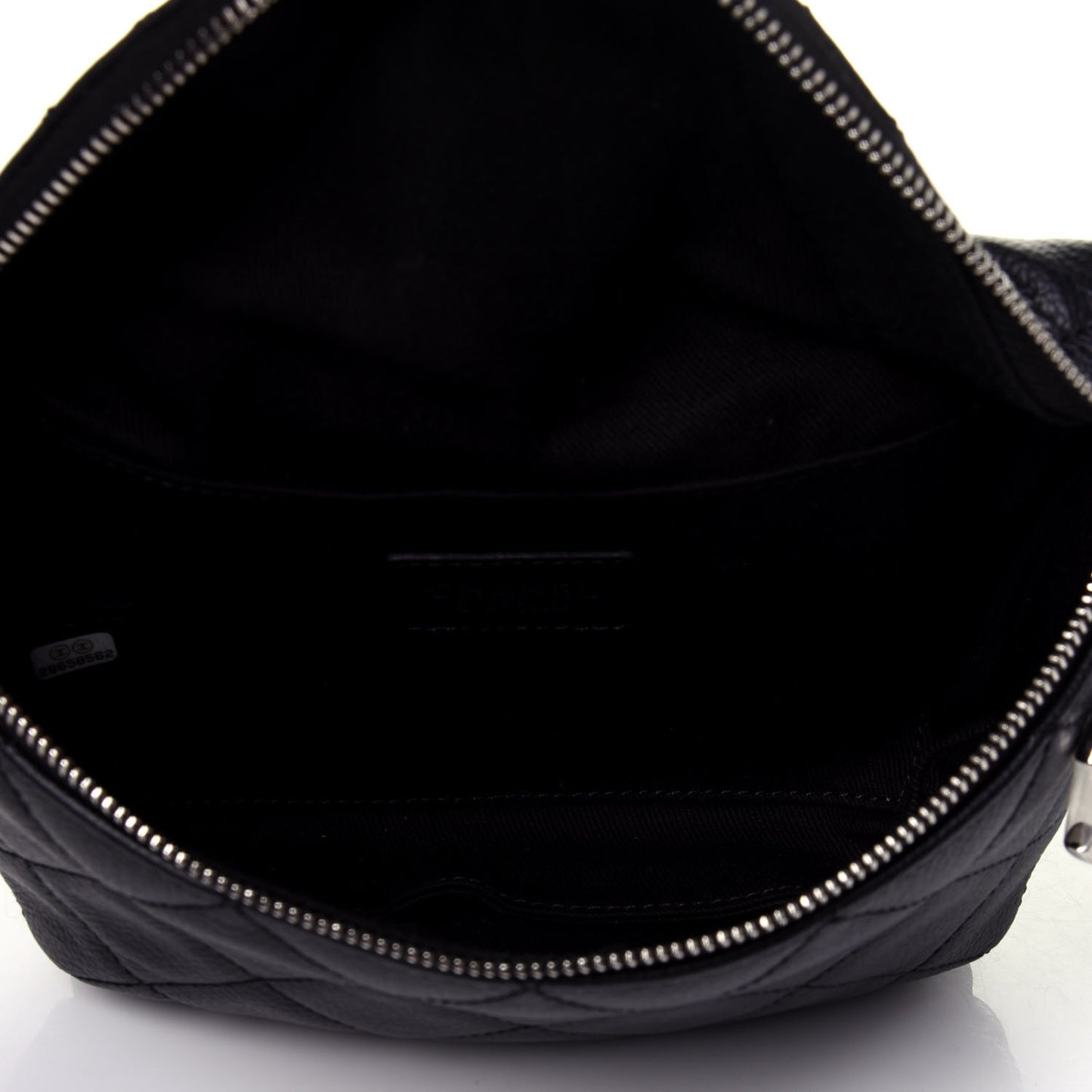 Grained Calfskin Quilted Waist Belt Bag Black