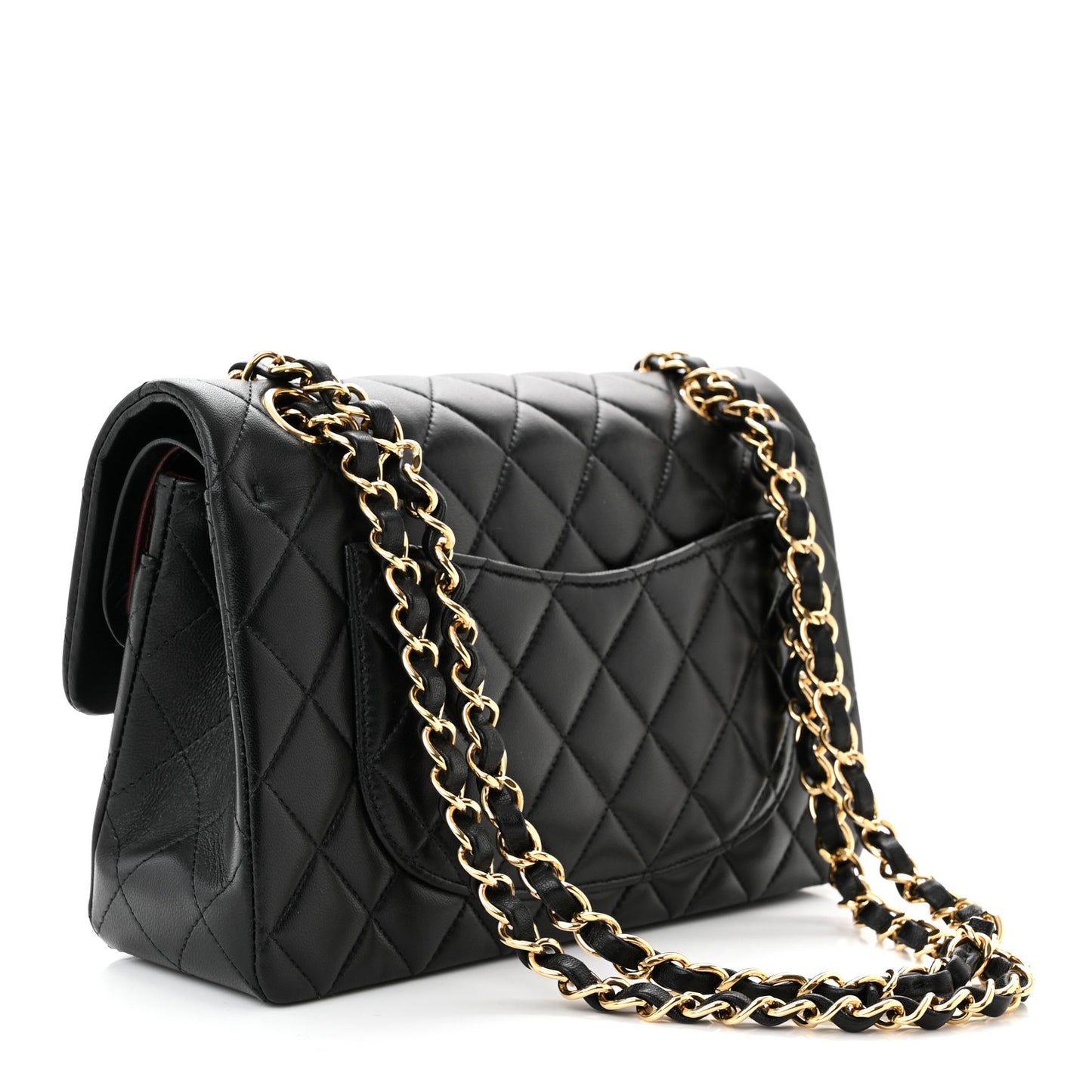 Lambskin Quilted Small Double Flap Black