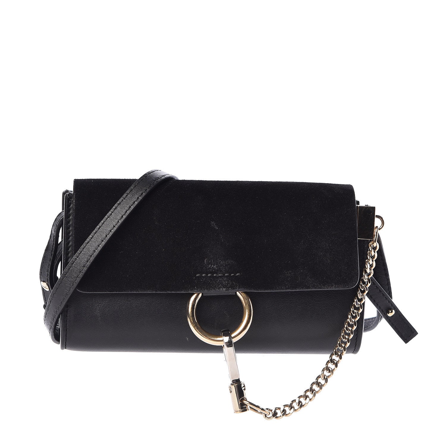 Chloe Suede Calfskin Mini Faye Shoulder Bag Black 1 of 11
