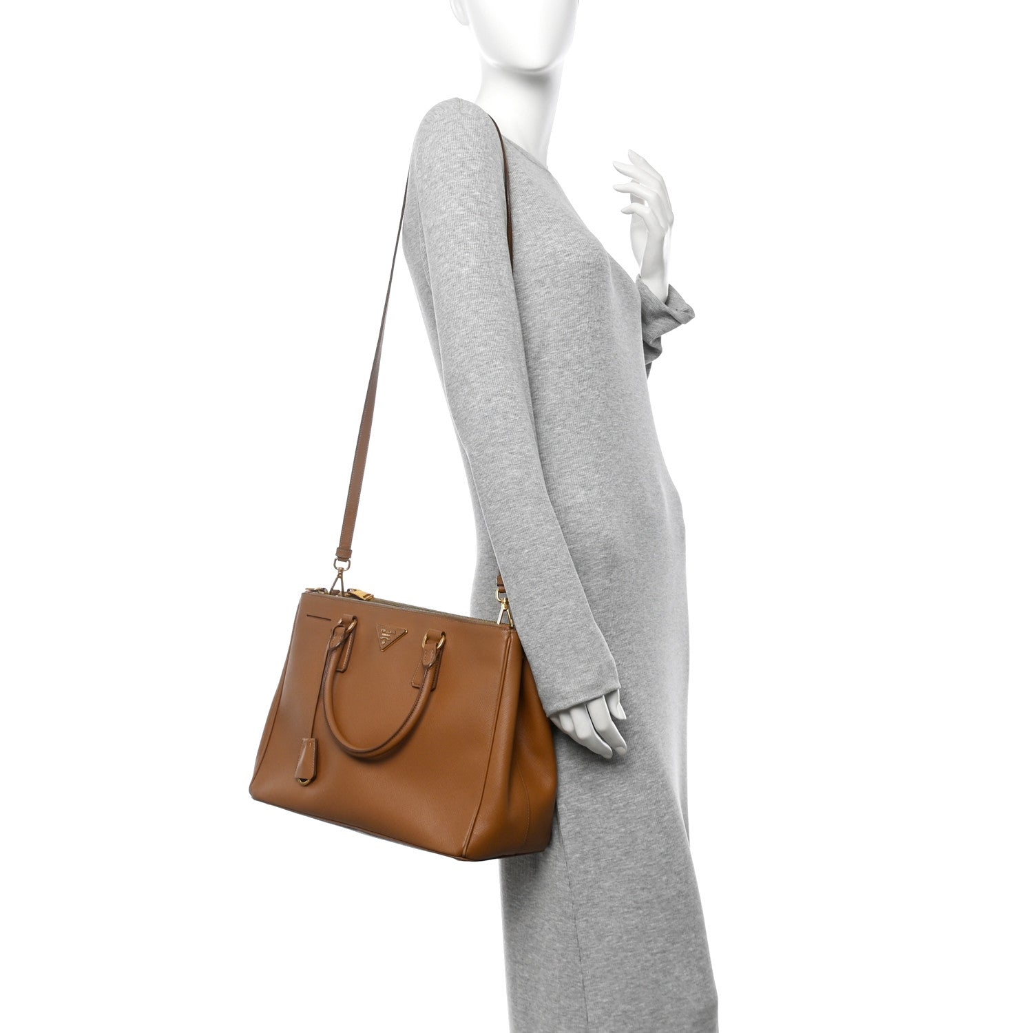 Prada Saffiano Medium Galleria Double Zip Tote Caramel 2 of 15