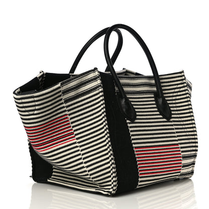 Celine Cotton Canvas Stripped Medium Phantom Luggage Multicolor 3 of 13